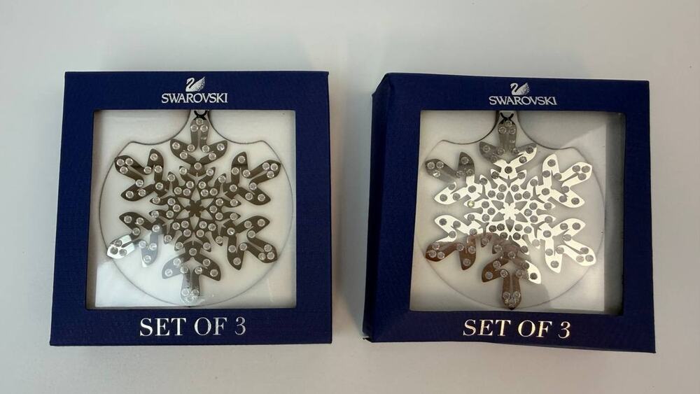 Swarovski Crystal Pixel Snowflake Ornament Set Lot 2 Boxes 6 Total 1135179